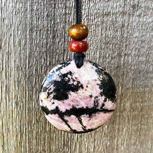Handcrafted Rhodonite Gemstone Necklace Adjustable